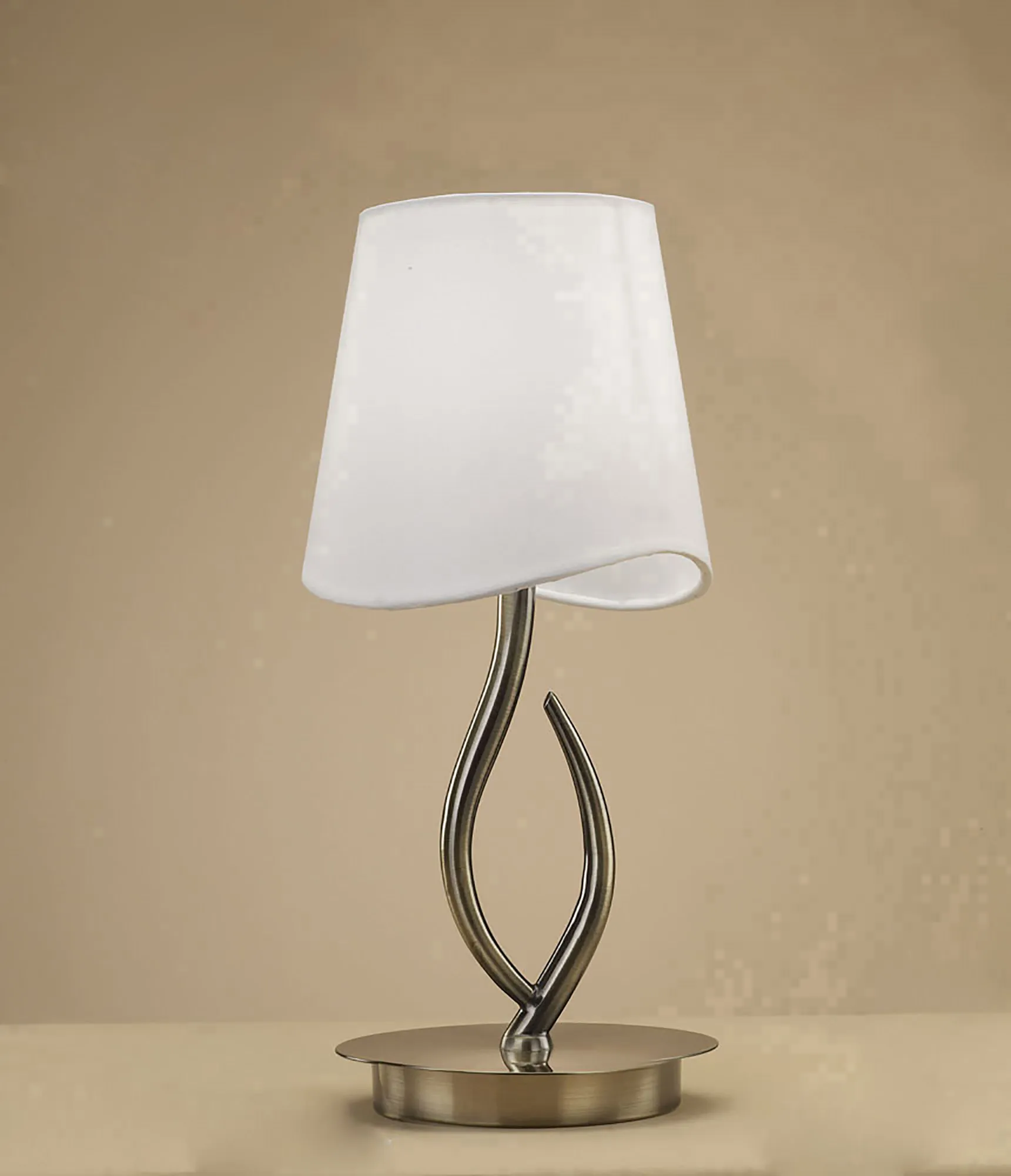Ninette Antique Brass-Ivory White Table Lamps Mantra Shaded Table Lamps